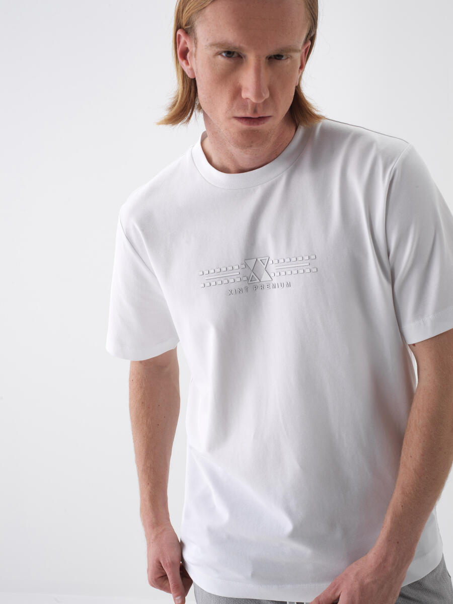 White Regular Fit Cotton T-Shirt - 1