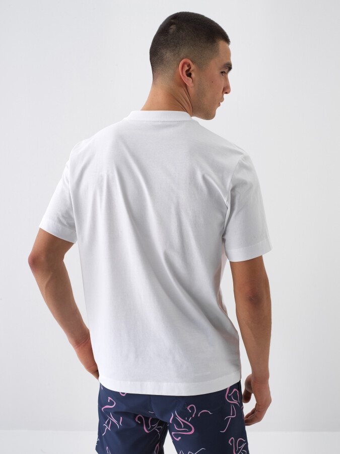 White Regular Fit Cotton T-Shirt - 4