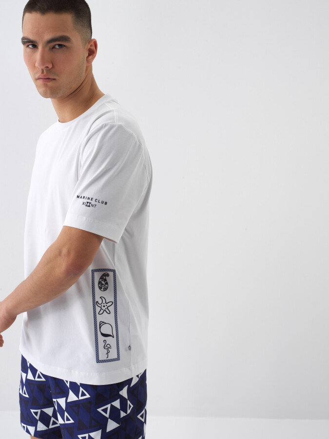 White Regular Fit Cotton T-Shirt - 1