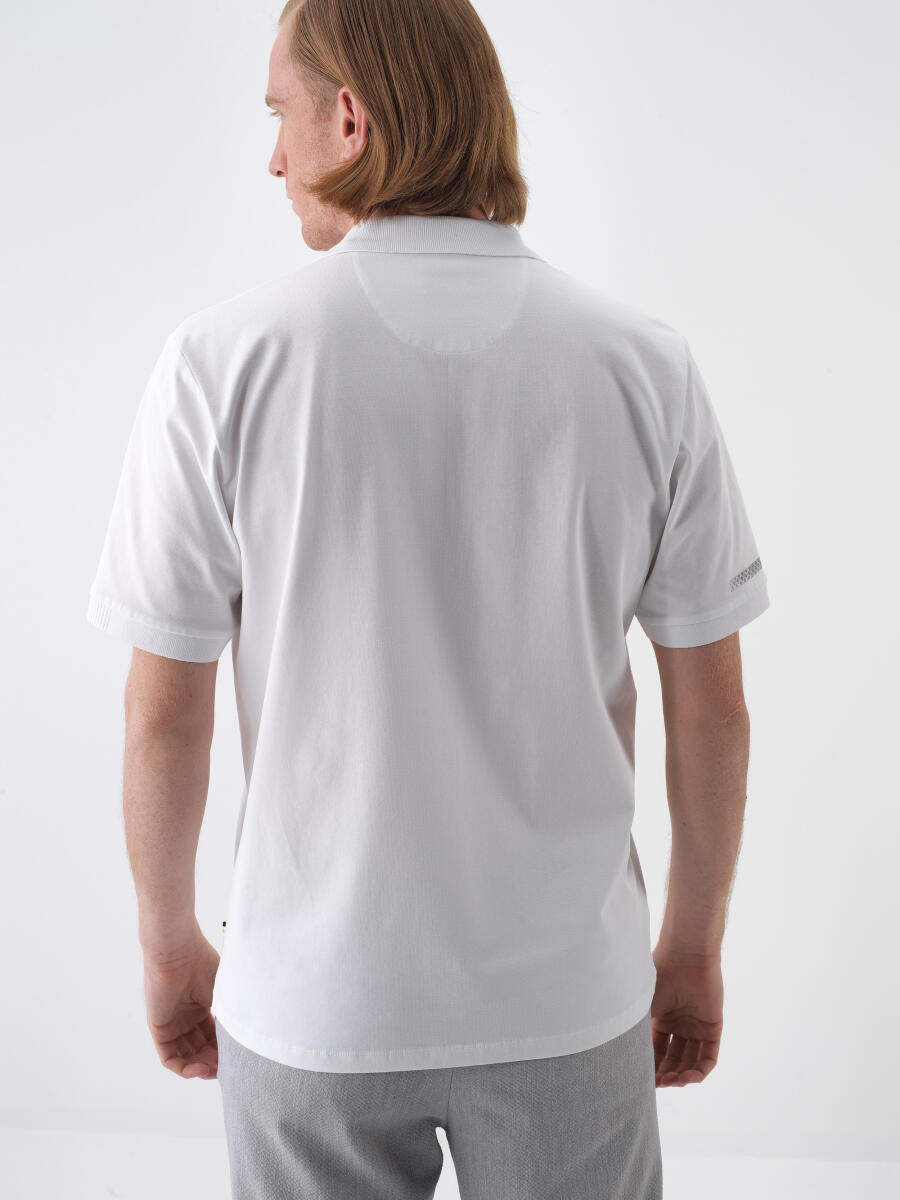 White Regular Fit Cotton T-Shirt - 4