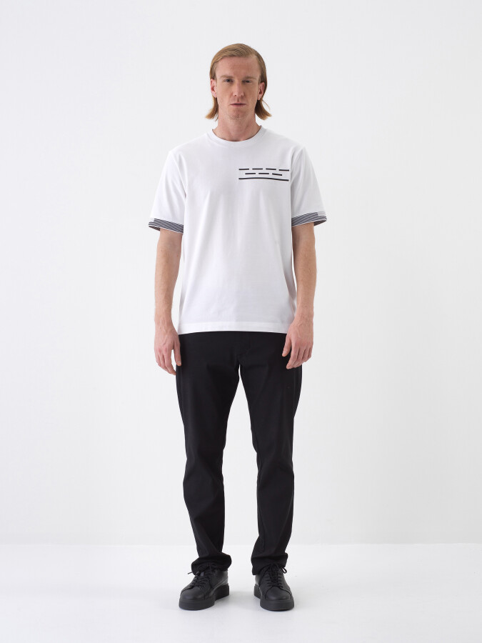 White Regular Fit Cotton T-Shirt - 2