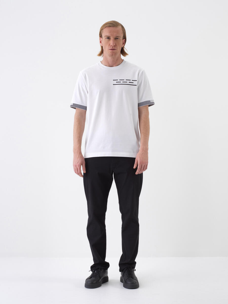 White Regular Fit Cotton T-Shirt - 2