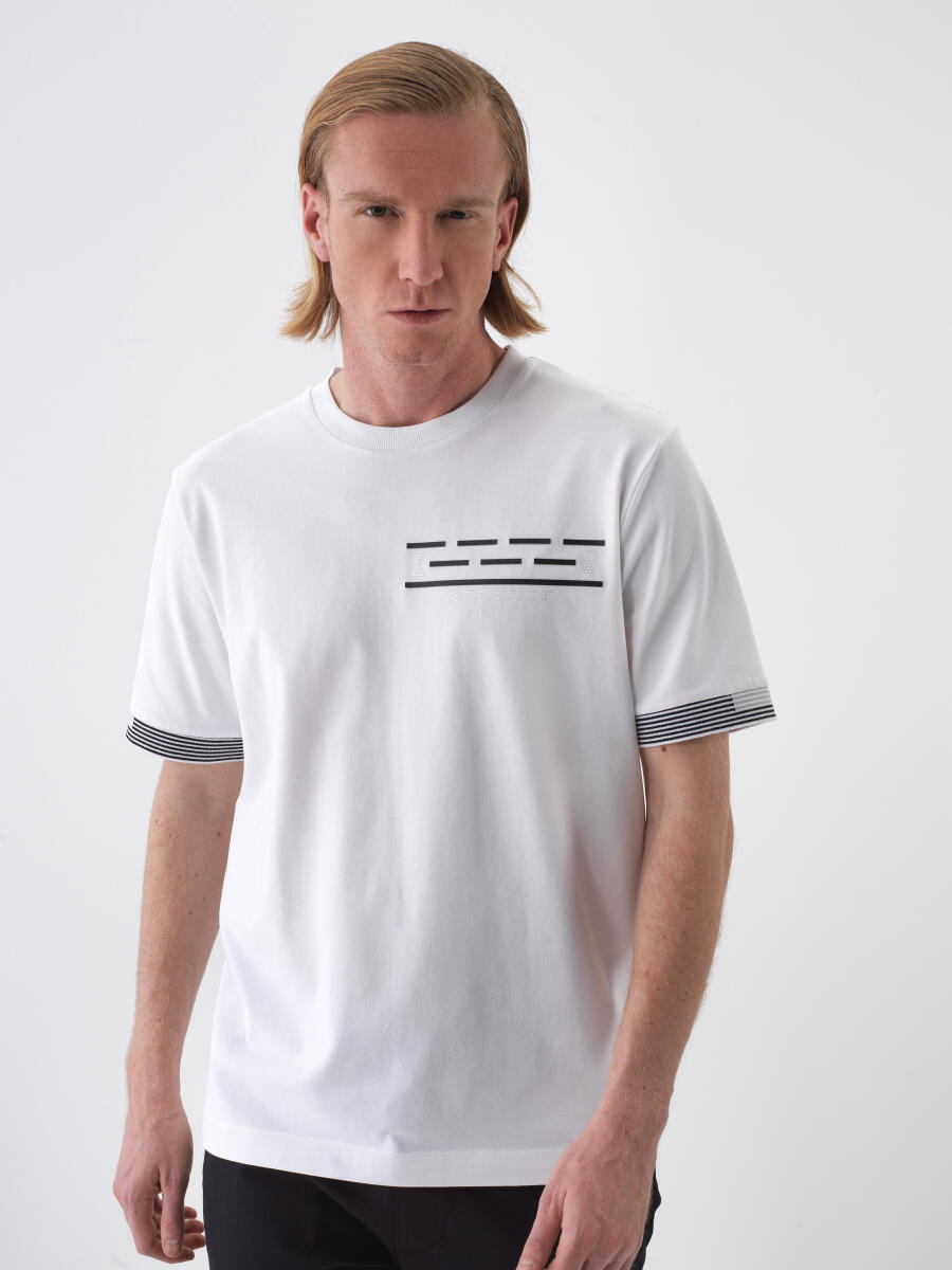 White Regular Fit Cotton T-Shirt - 1