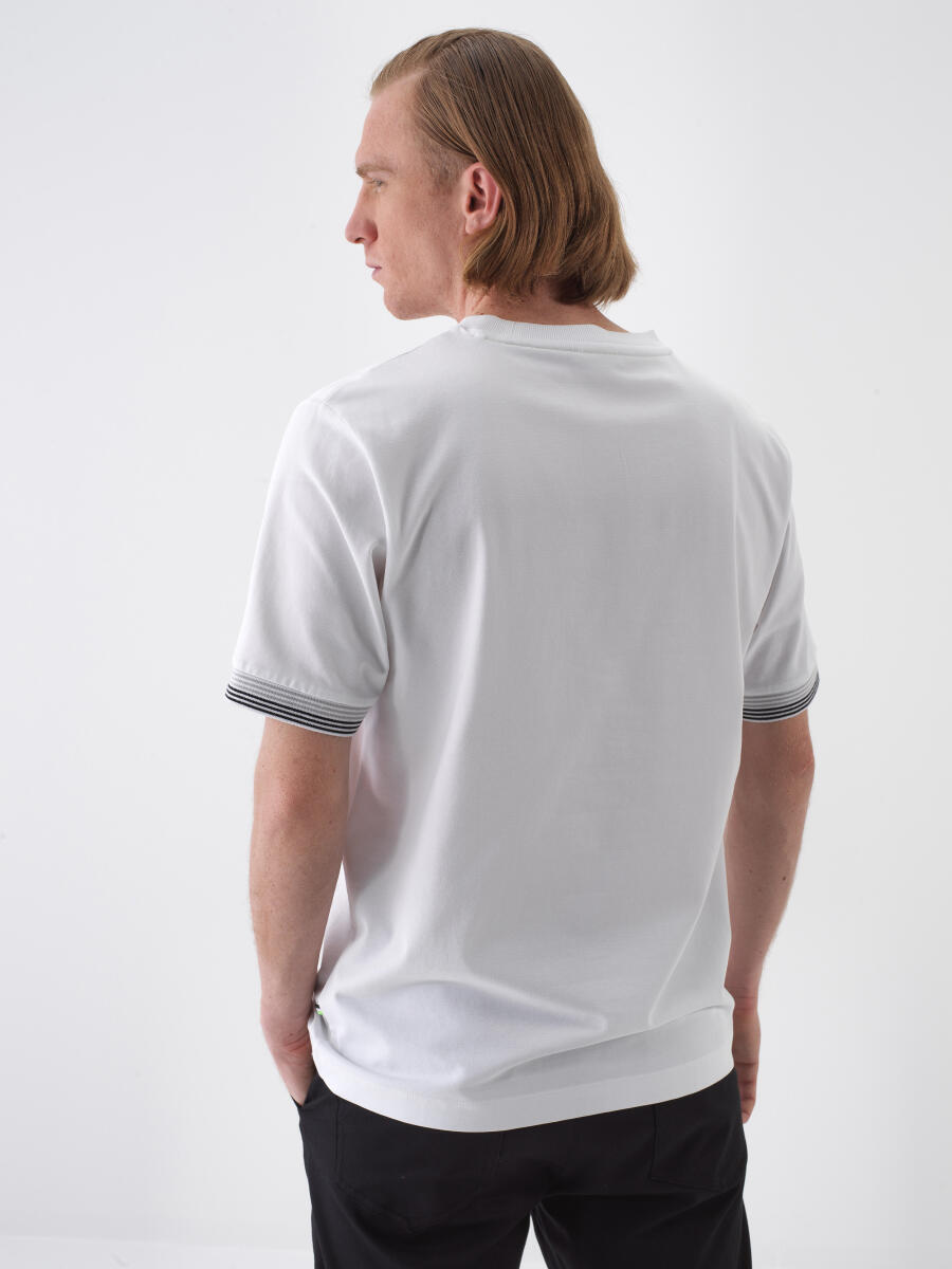 White Regular Fit Cotton T-Shirt - 4