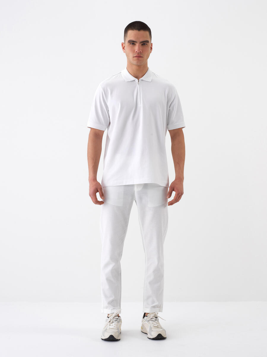 White Regular Fit Cotton T-Shirt - 2