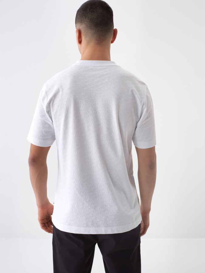 White Regular Fit Cotton T-Shirt - 4
