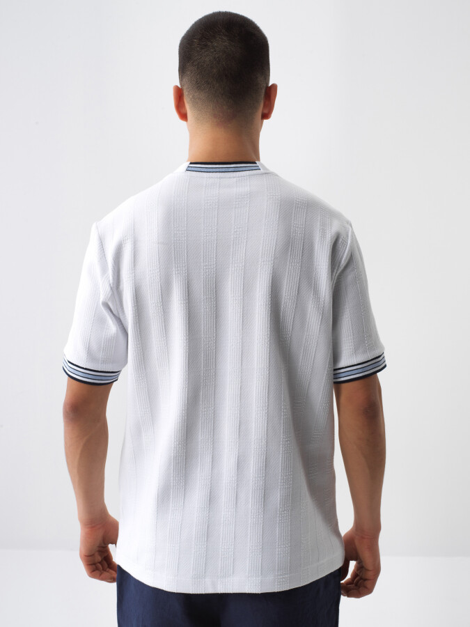 White Regular Fit Cotton T-Shirt - 4