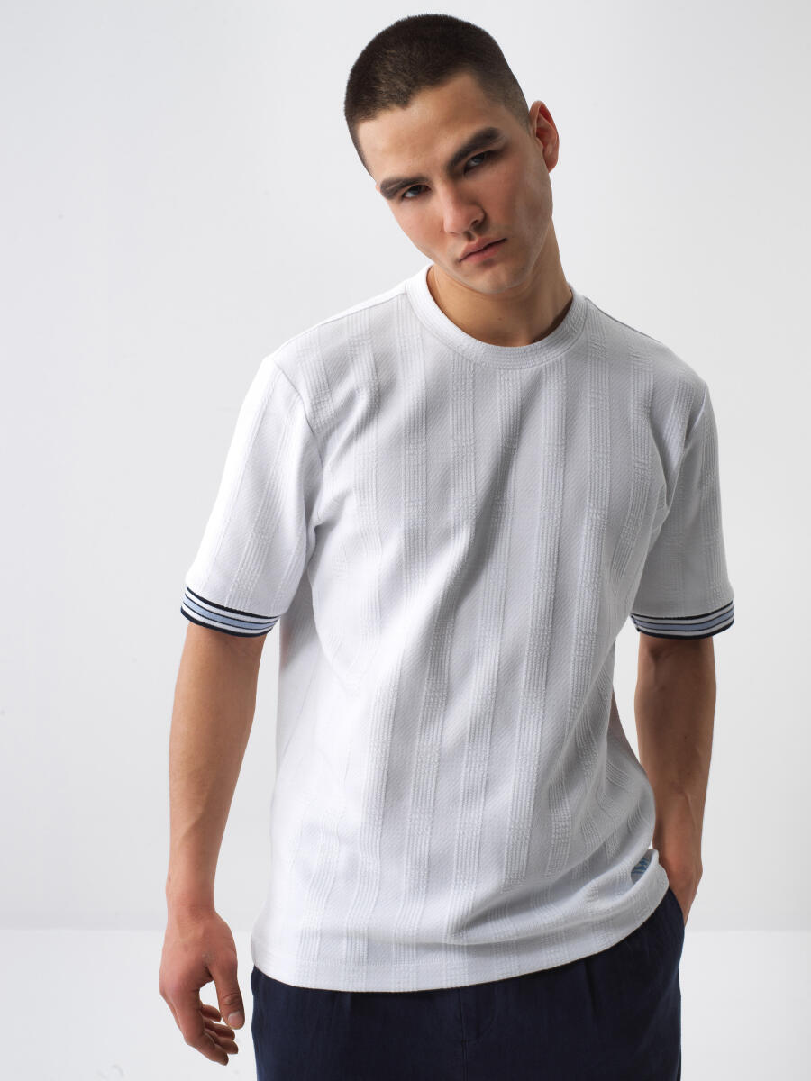 White Regular Fit Cotton T-Shirt - 1