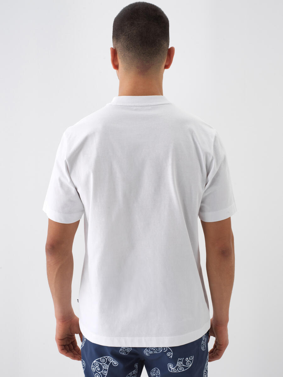 White Regular Fit Cotton T-Shirt - 4