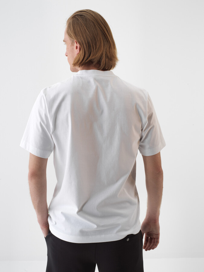 White Regular Fit Cotton T-Shirt - 4