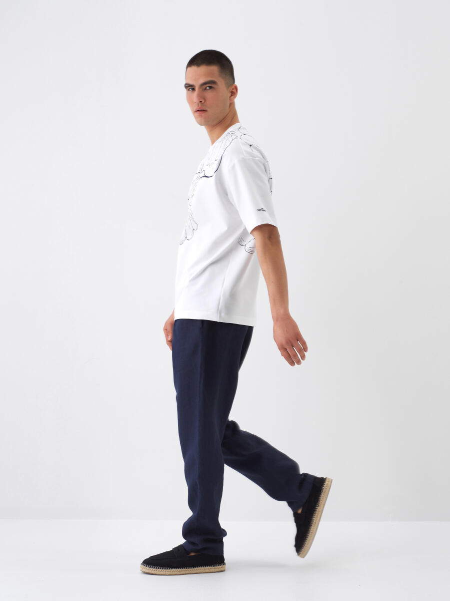 White Regular Fit Cotton T-Shirt - 3