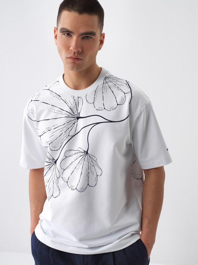 White Regular Fit Cotton T-Shirt - 1