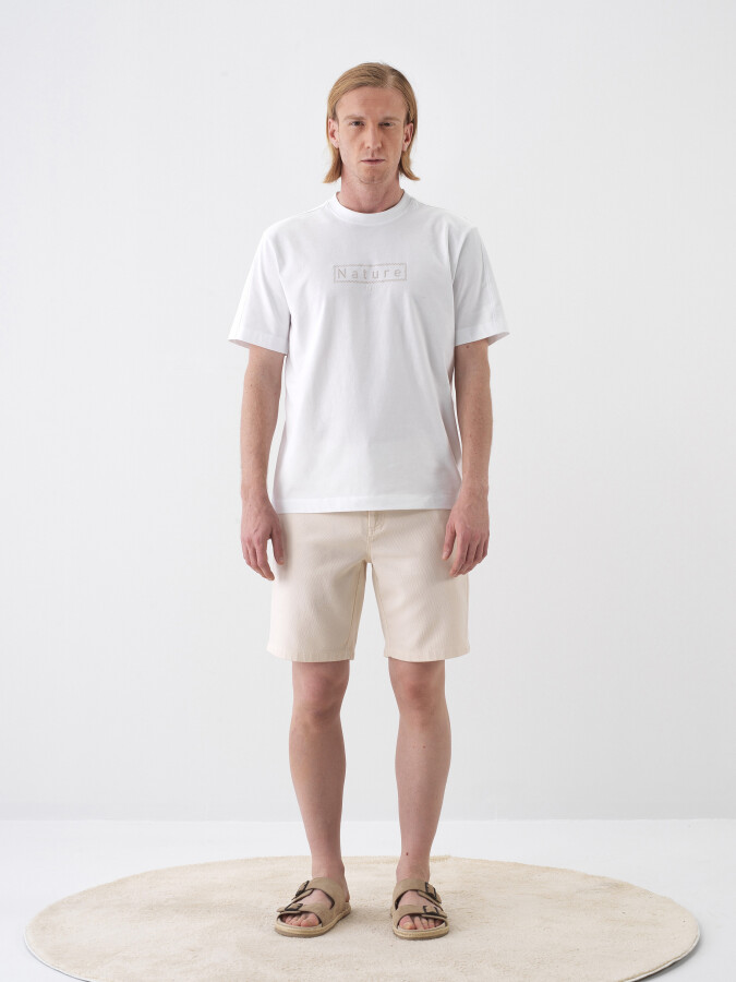 White Regular Fit Cotton T-Shirt - 2