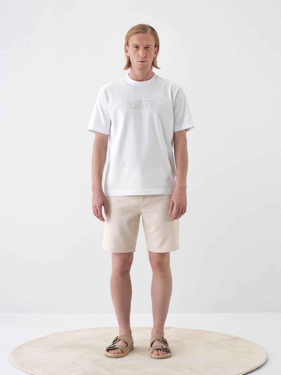 White Regular Fit Cotton T-Shirt - 2