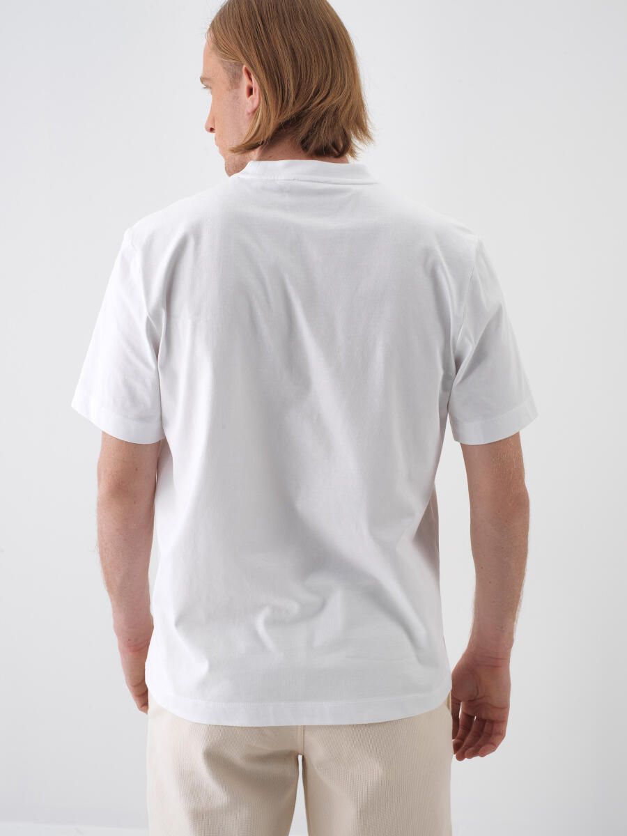 White Regular Fit Cotton T-Shirt - 4