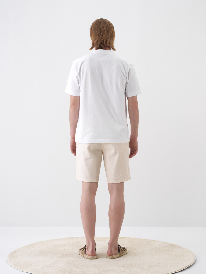 White Regular Fit Cotton T-Shirt - 5