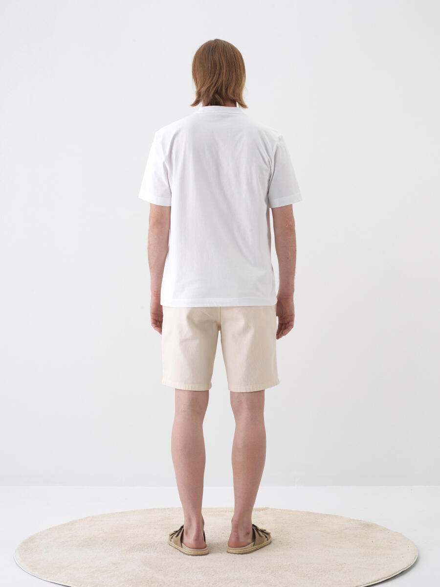 White Regular Fit Cotton T-Shirt - 5