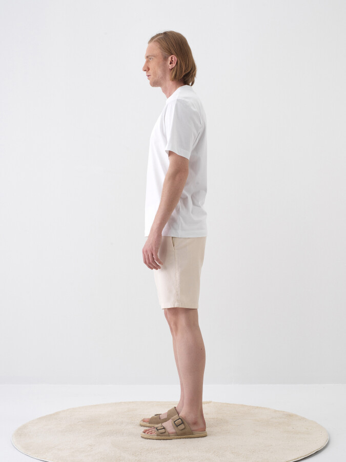 White Regular Fit Cotton T-Shirt - 3