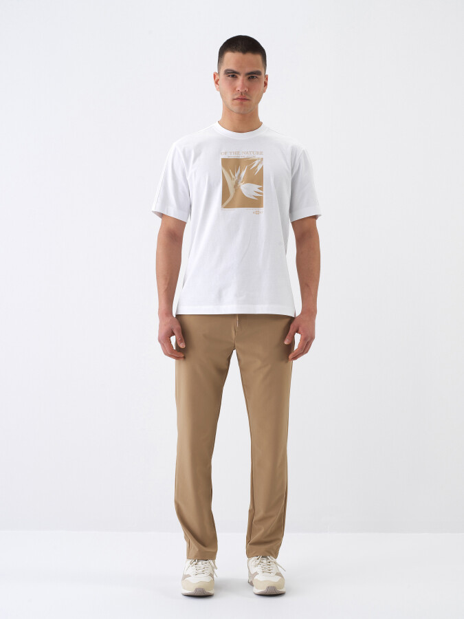 White Regular Fit Cotton T-Shirt - 2