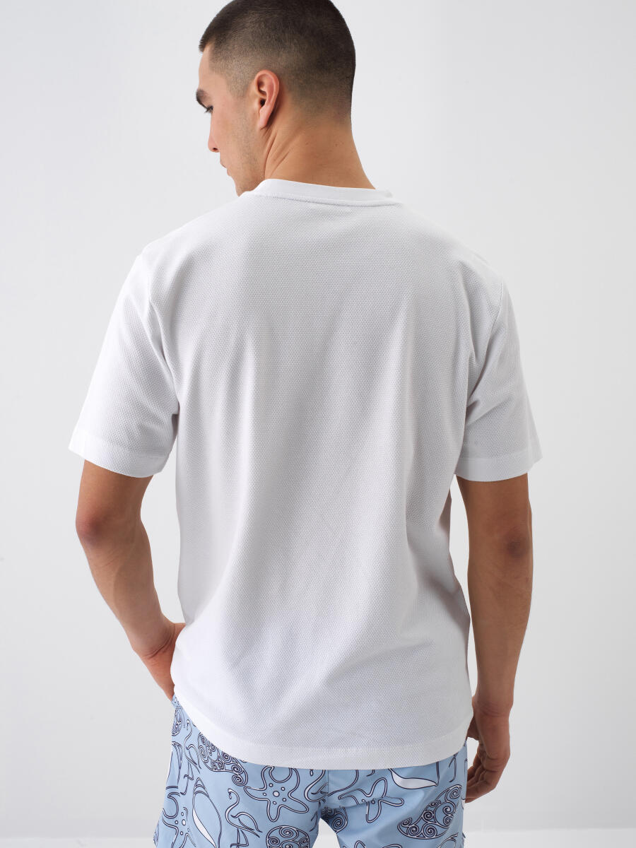 White Regular Fit Cotton T-Shirt - 4