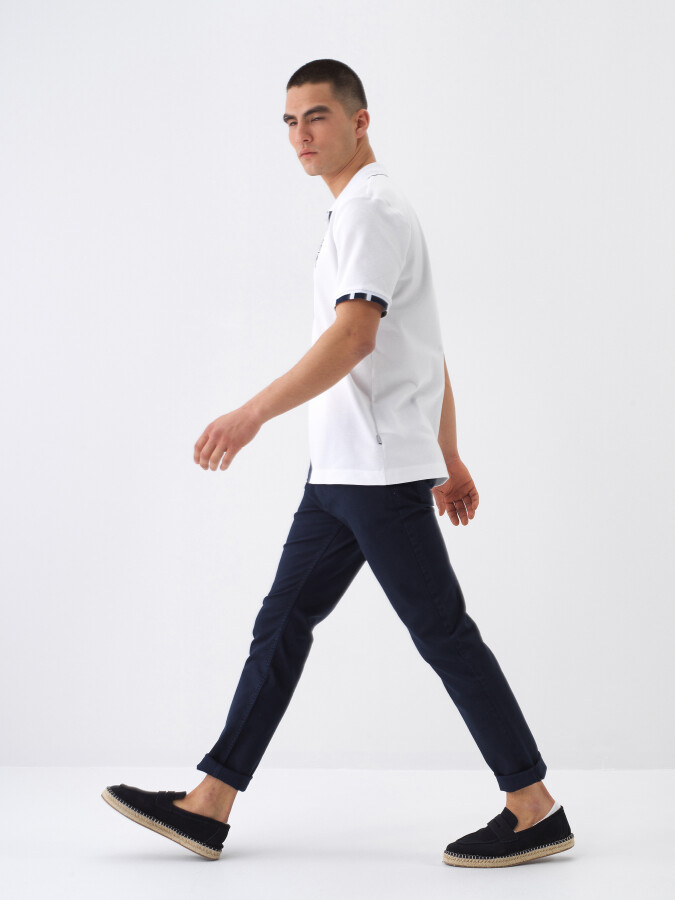 White Regular Fit Cotton T-Shirt - 3