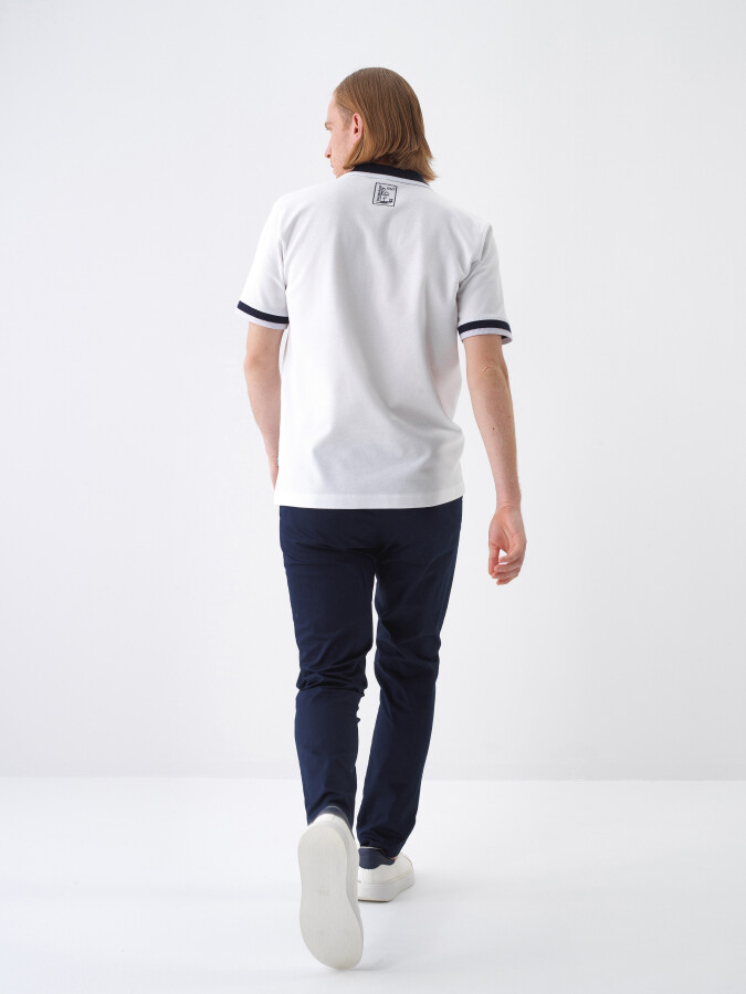 White Regular Fit Cotton T-Shirt - 6