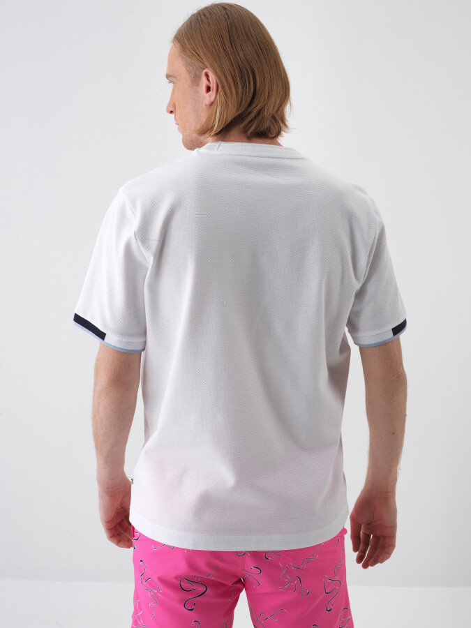 White Regular Fit Cotton T-Shirt - 4