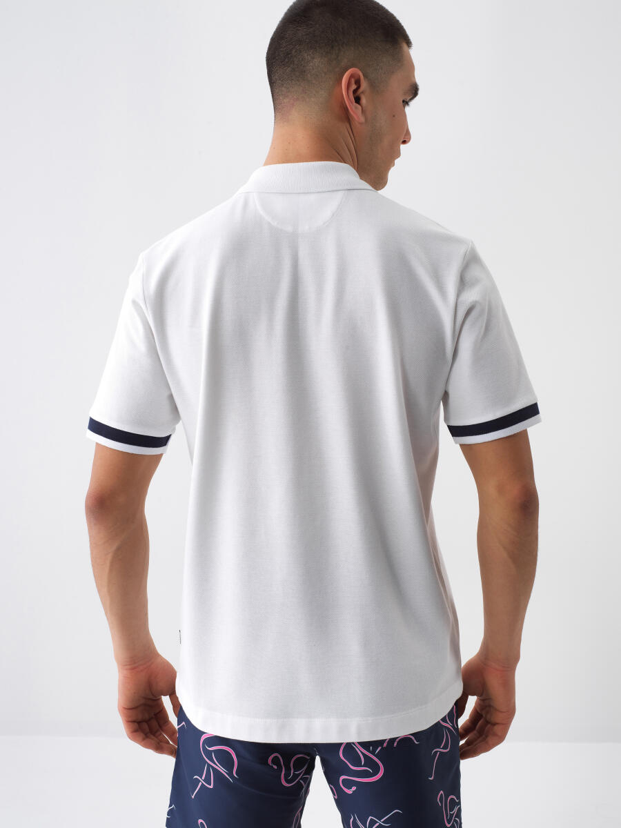 White Regular Fit Cotton T-Shirt - 4