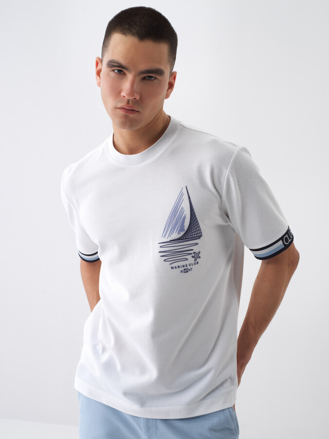 White Regular Fit Cotton T-Shirt - 1