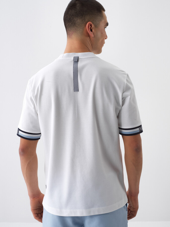 White Regular Fit Cotton T-Shirt - 4