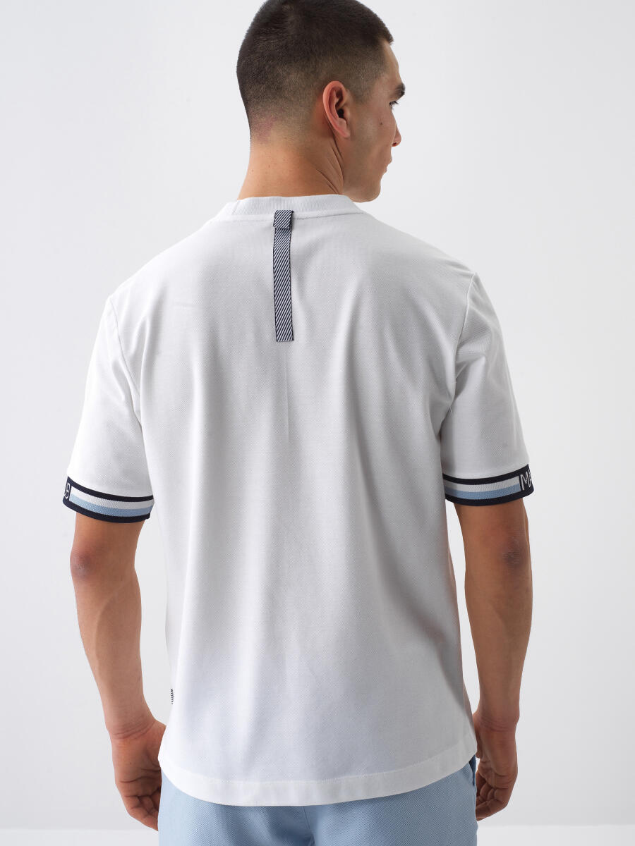 White Regular Fit Cotton T-Shirt - 4