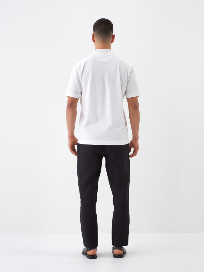 White Regular Fit Cotton T-Shirt - 5