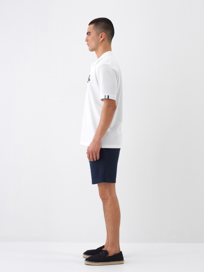 White Regular Fit Cotton T-Shirt - 4