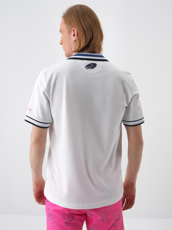 White Regular Fit Cotton T-Shirt - 4