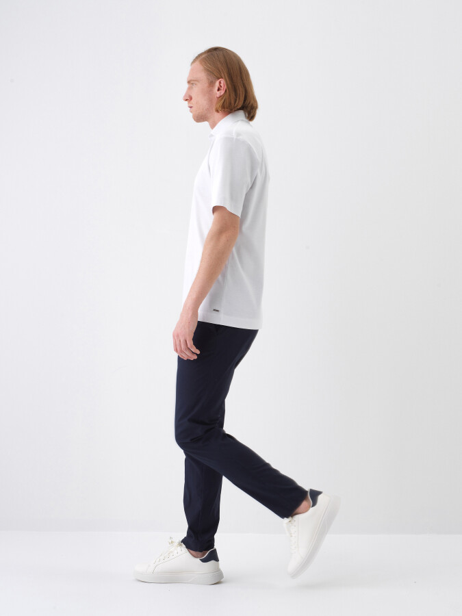 White Regular Fit Cotton T-Shirt - 3