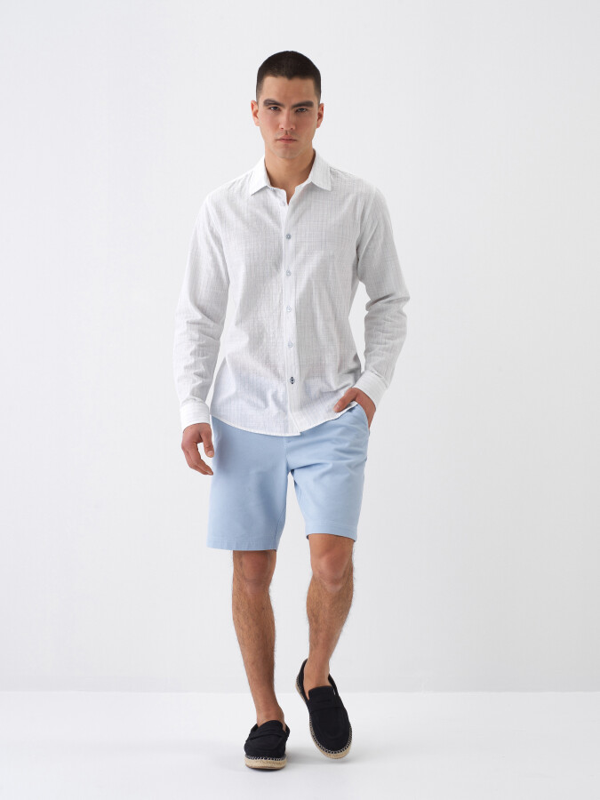 White Regular Fit Linen Shirt (1)