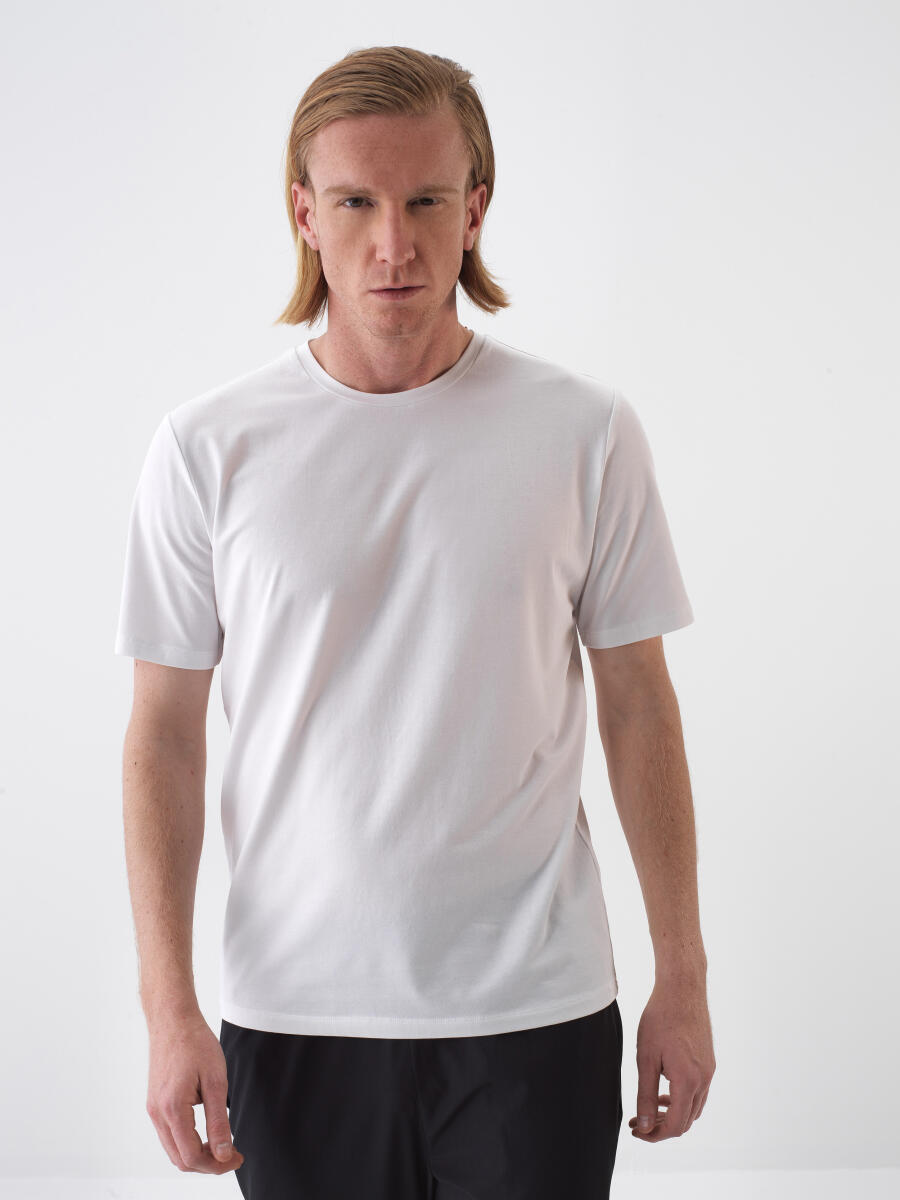White Slim Fit Cotton T-Shirt - 1