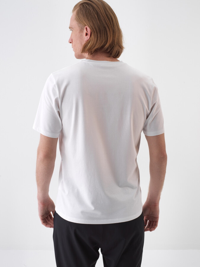 White Slim Fit Cotton T-Shirt - 4