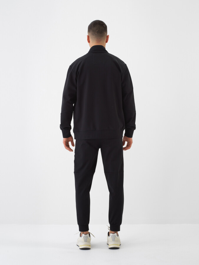 Black Regular Fit Cotton Sweat Trousers - 5
