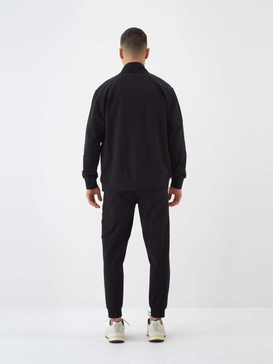 Black Regular Fit Cotton Sweat Trousers - 5