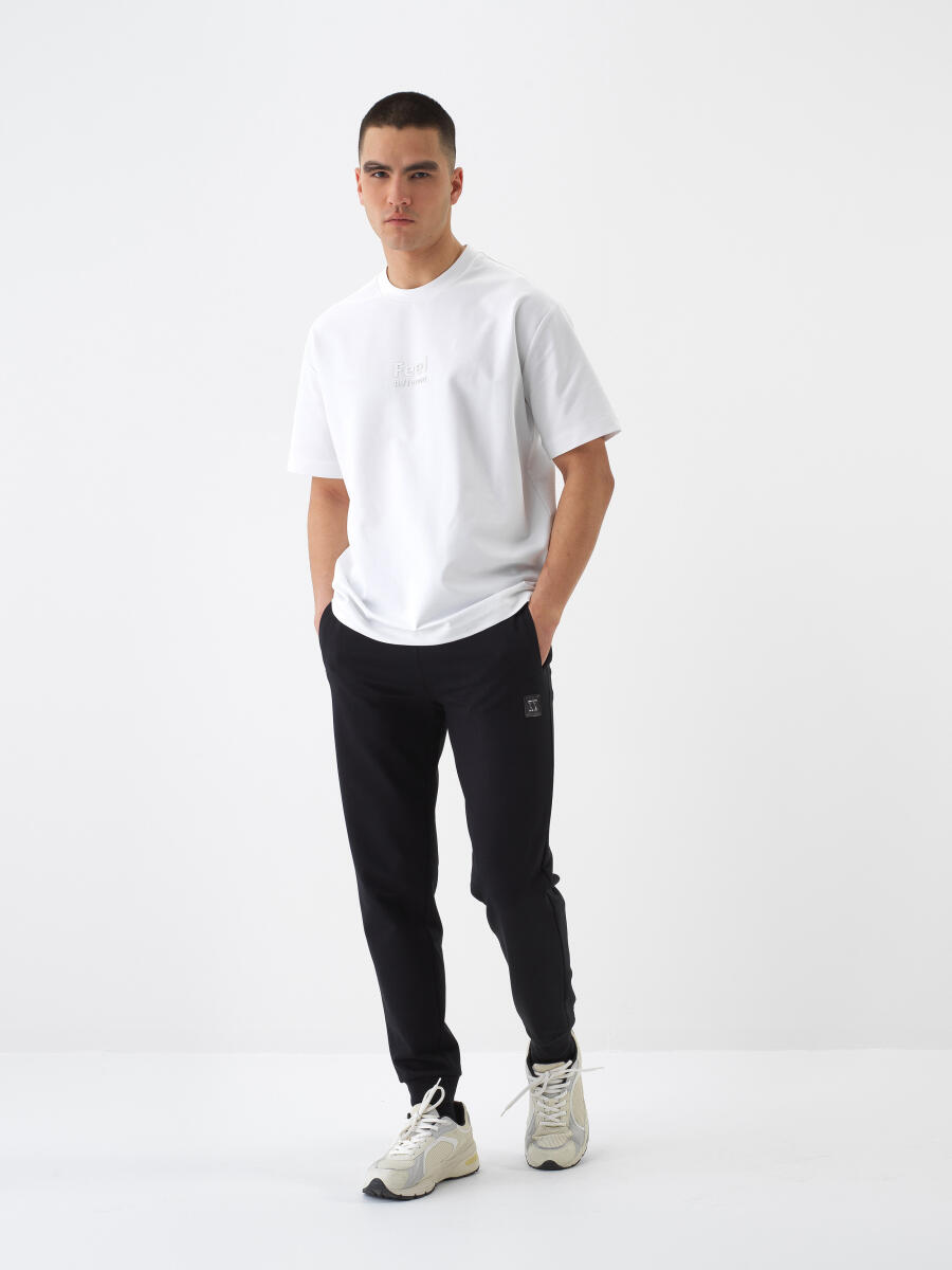 Black Regular Fit Cotton Sweat Trousers - 2