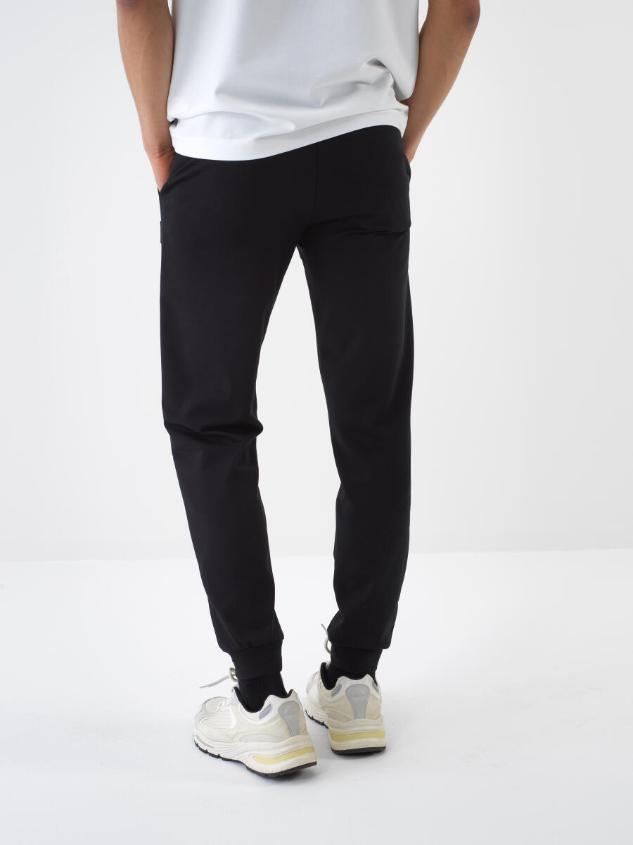 Black Regular Fit Cotton Sweat Trousers - 4