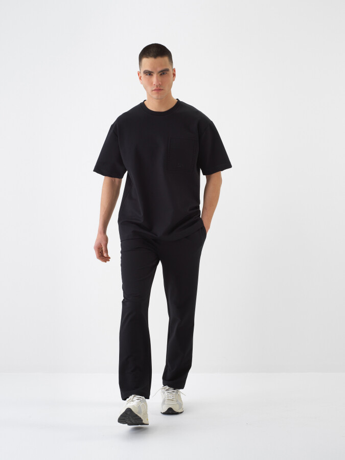 Black Regular Fit Cotton Sweat Trousers (1)
