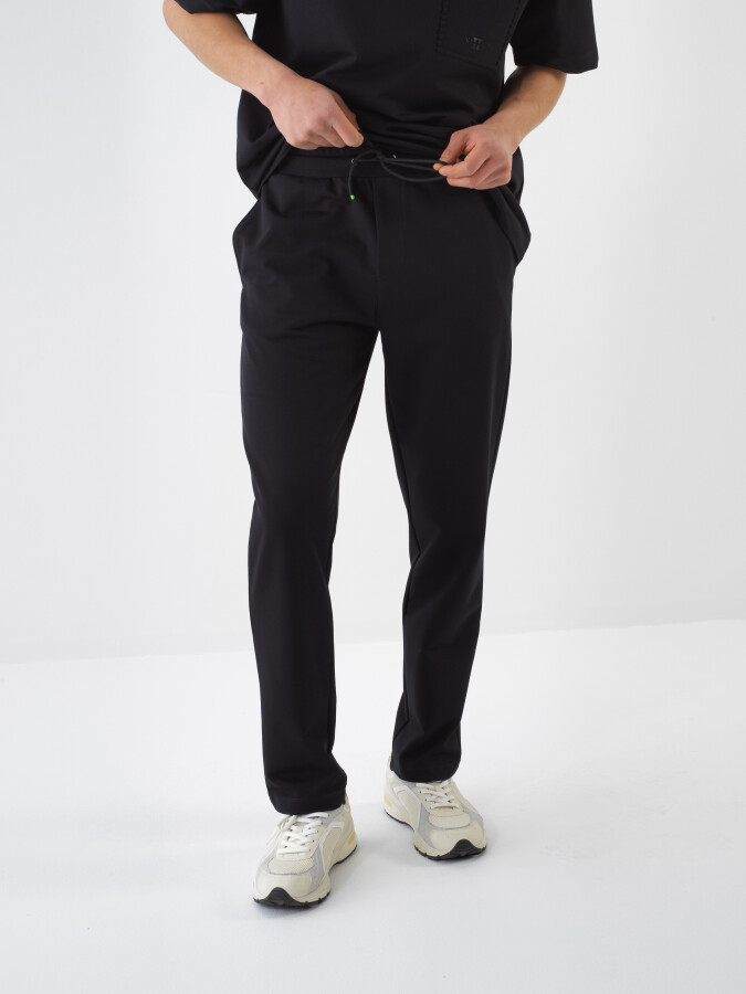 Black Regular Fit Cotton Sweat Trousers