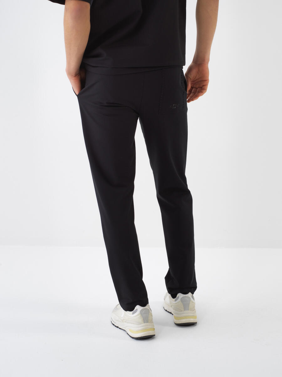 Black Regular Fit Cotton Sweat Trousers - 4