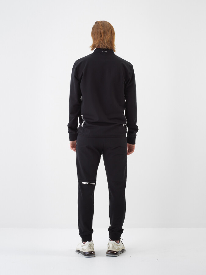Black Slim Fit Cotton Sweat Trousers - 5