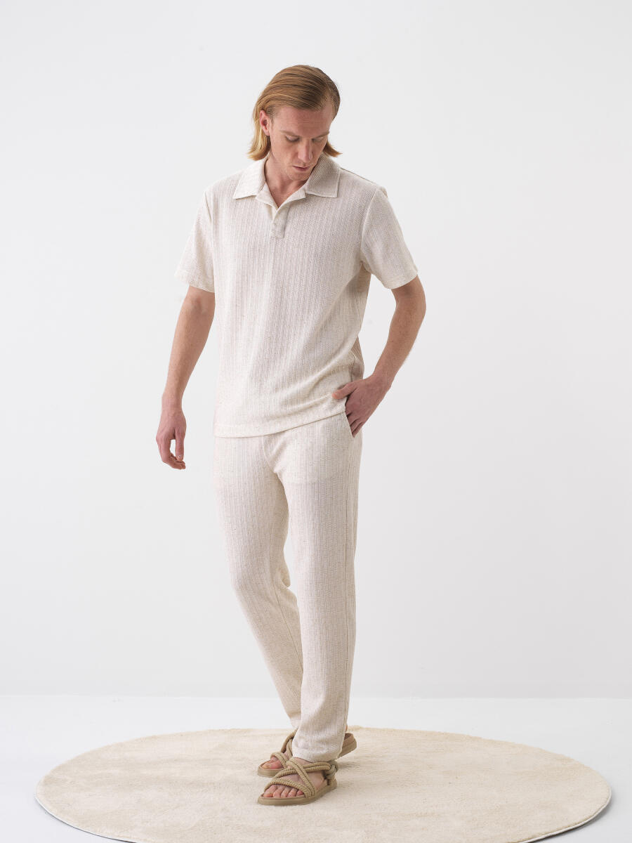 Natural Regular Fit Linen Sweat Trousers - 2