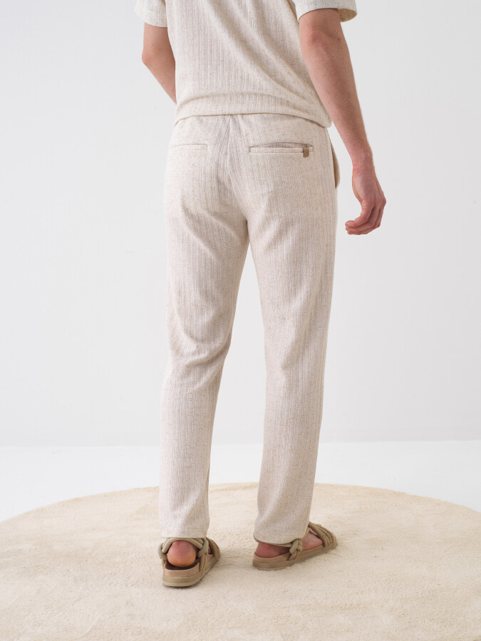 Natural Regular Fit Linen Sweat Trousers - 3