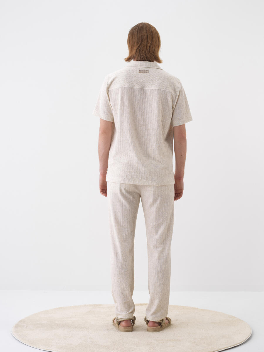 Natural Regular Fit Linen Sweat Trousers - 4