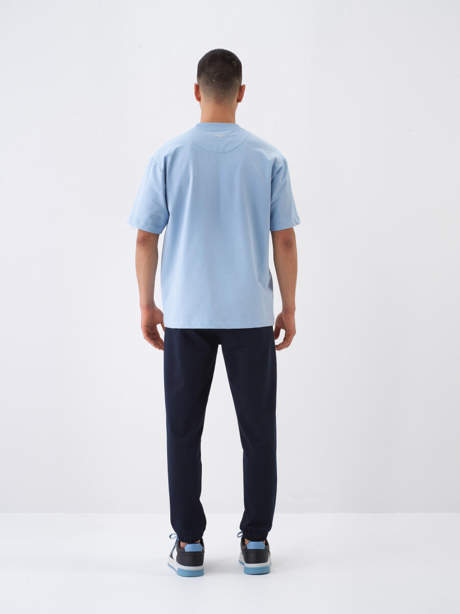 Navy Blue Regular Fit Cotton Sweat Trousers - 5